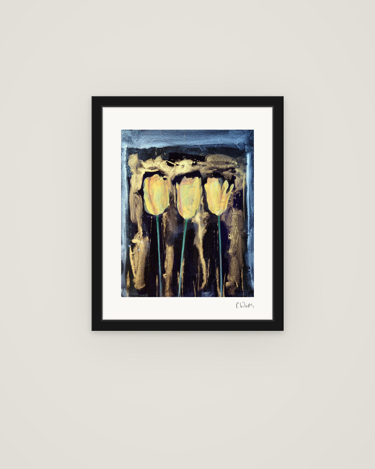 Tulpen VII von Peter Wirth, im schmalen schwarzen Holzrahmen