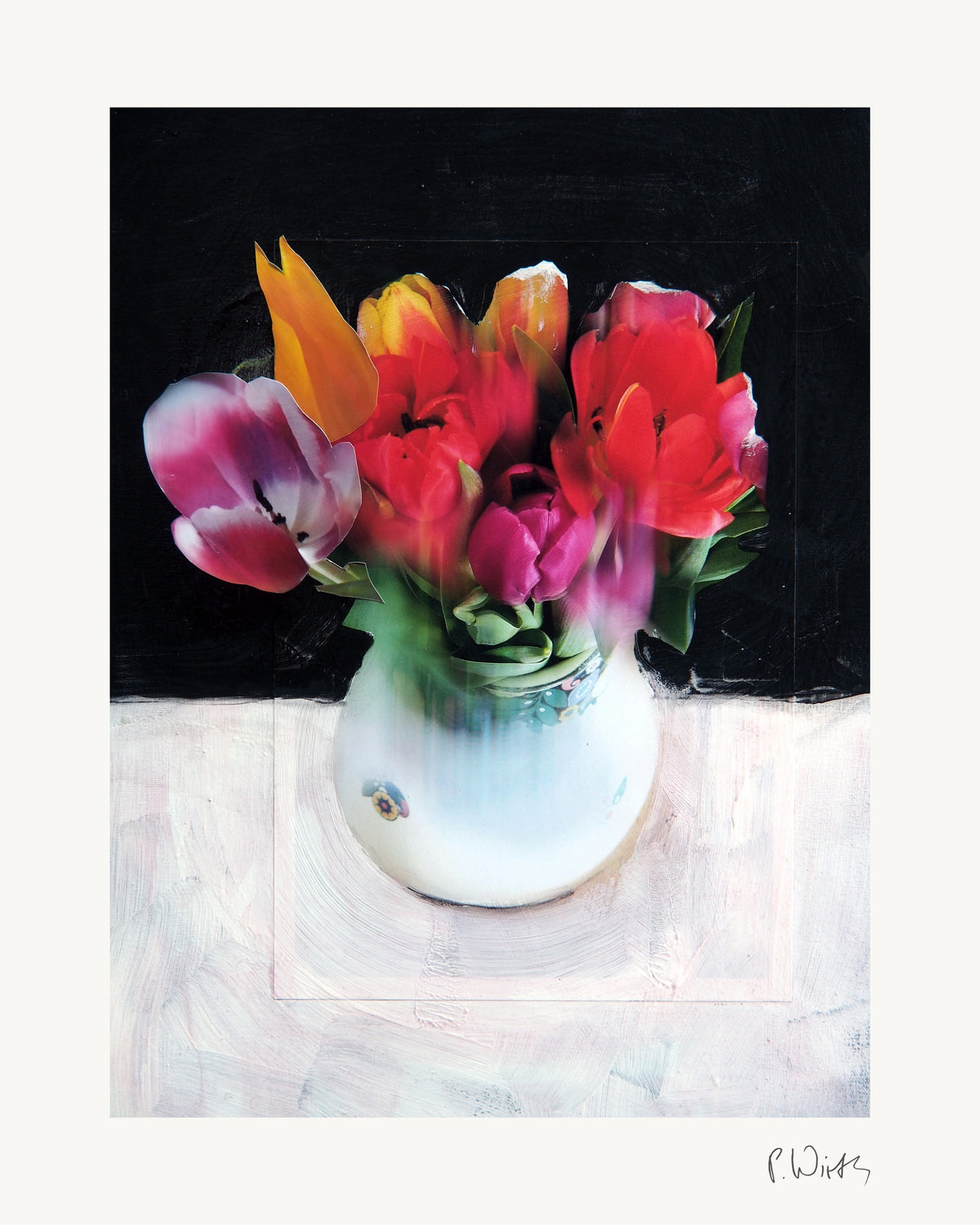 Tulpen X von Peter Wirth, das ganze Blatt mit weißem Rand und gedruckter Signatur
