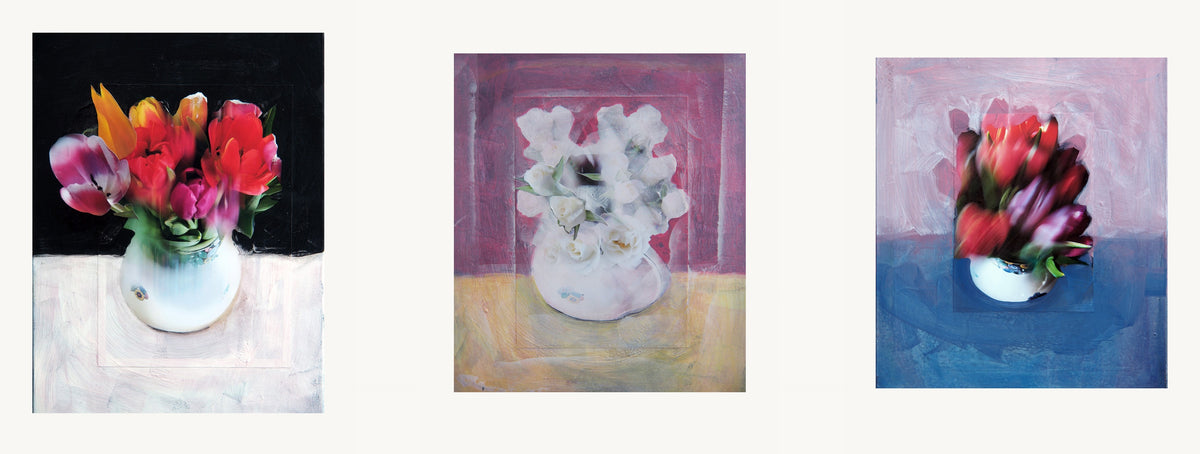 The White Vase · Three by Peter Wirth, three sheets hung as one wall
