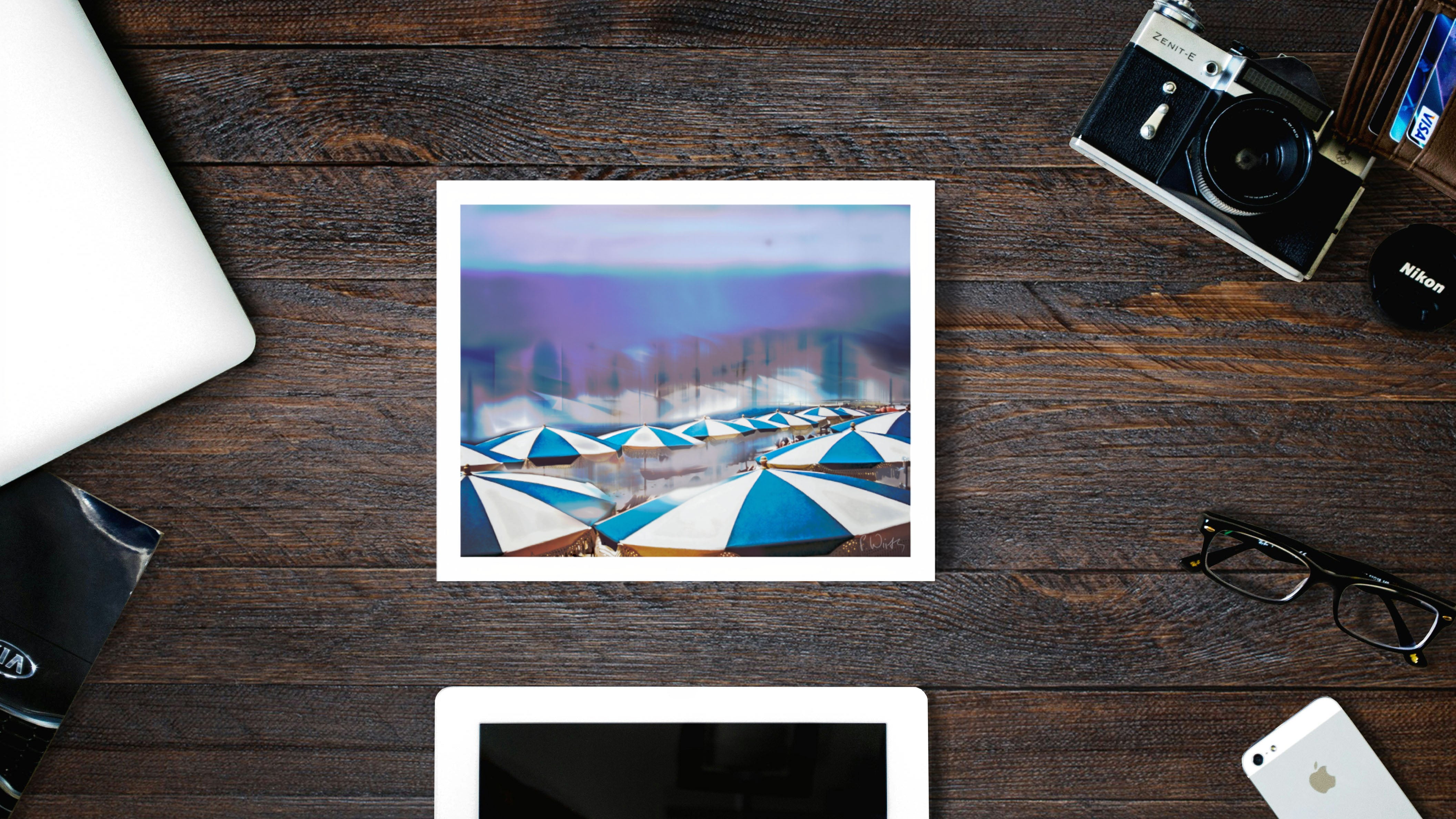 Beach Umbrellas, Nice — Framed gallery presentation