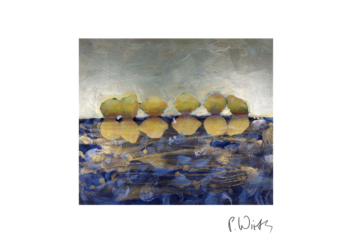 Yellow Fruit above the Water — fine art print after Peter Wirth, sheet with white border and signature