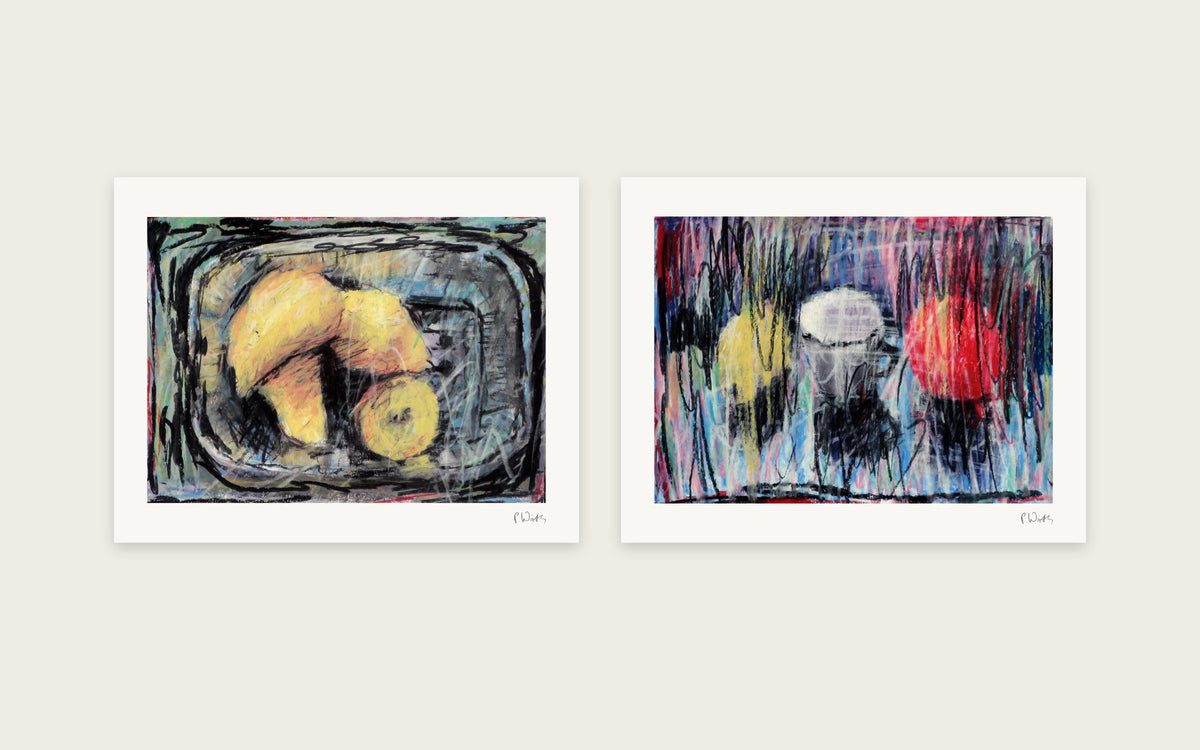 Yellow Fruit by Peter Wirth, a set of 2 prints shown side by side